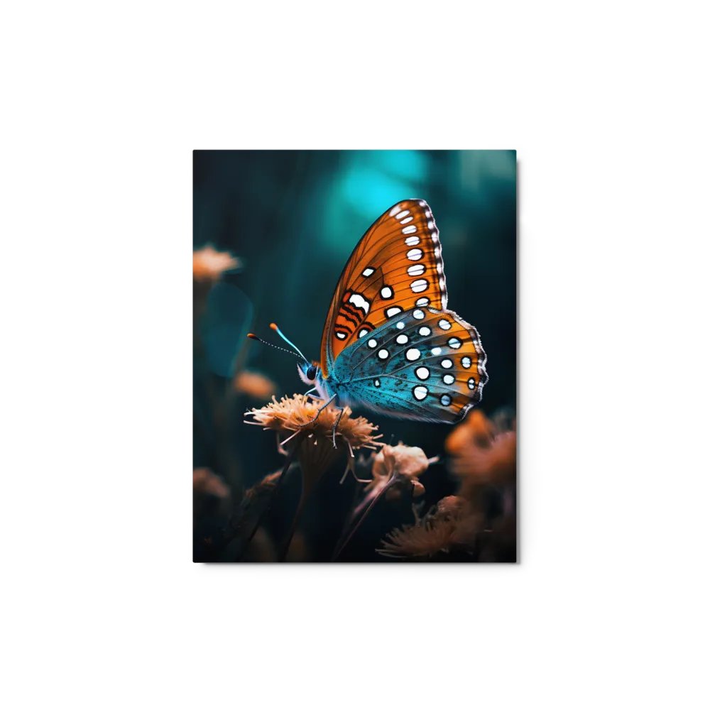 Whispers of Color: The Butterfly's Embrace | Metal Print | 11″×14″