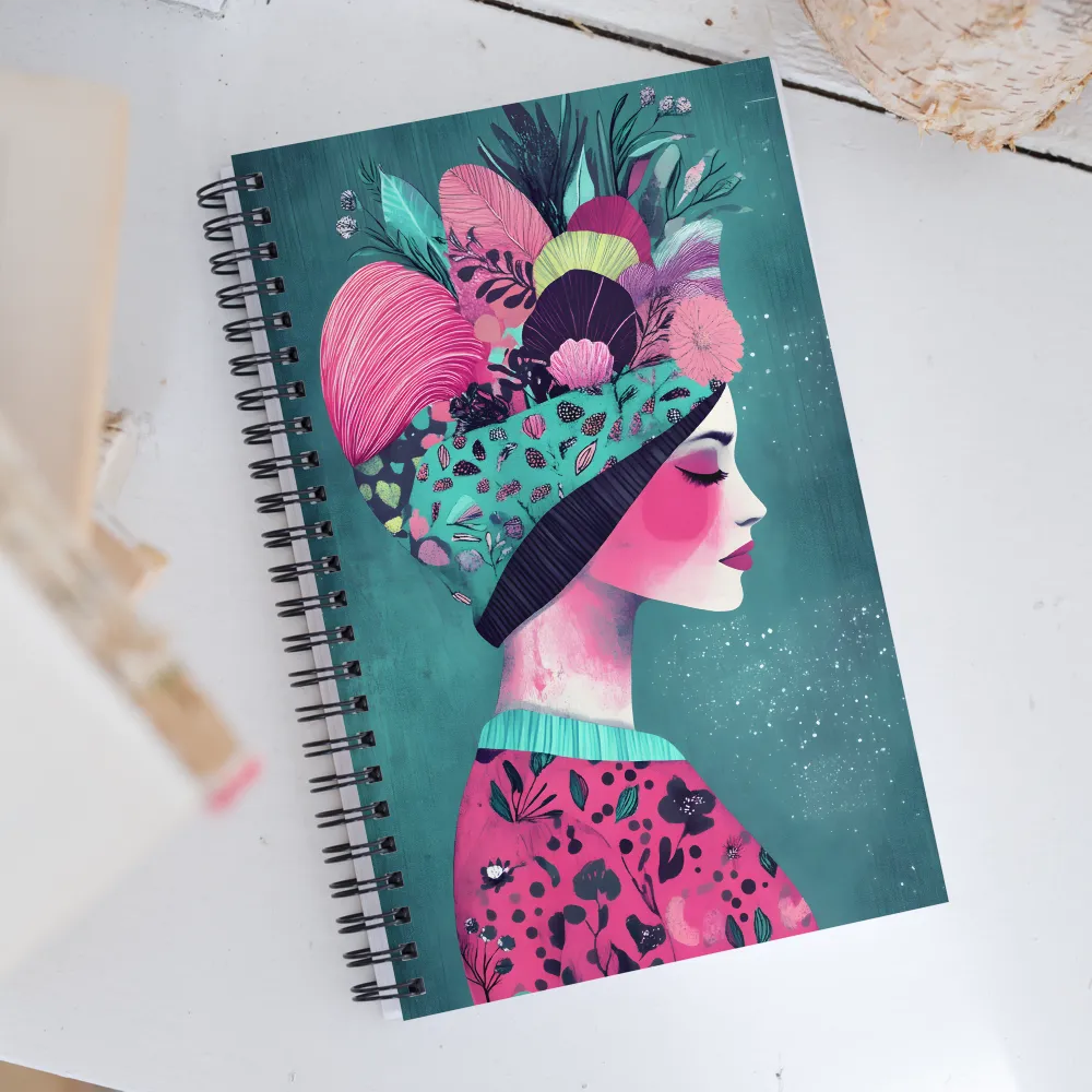 Whimsical Floral Portrait | Spiral Notebook