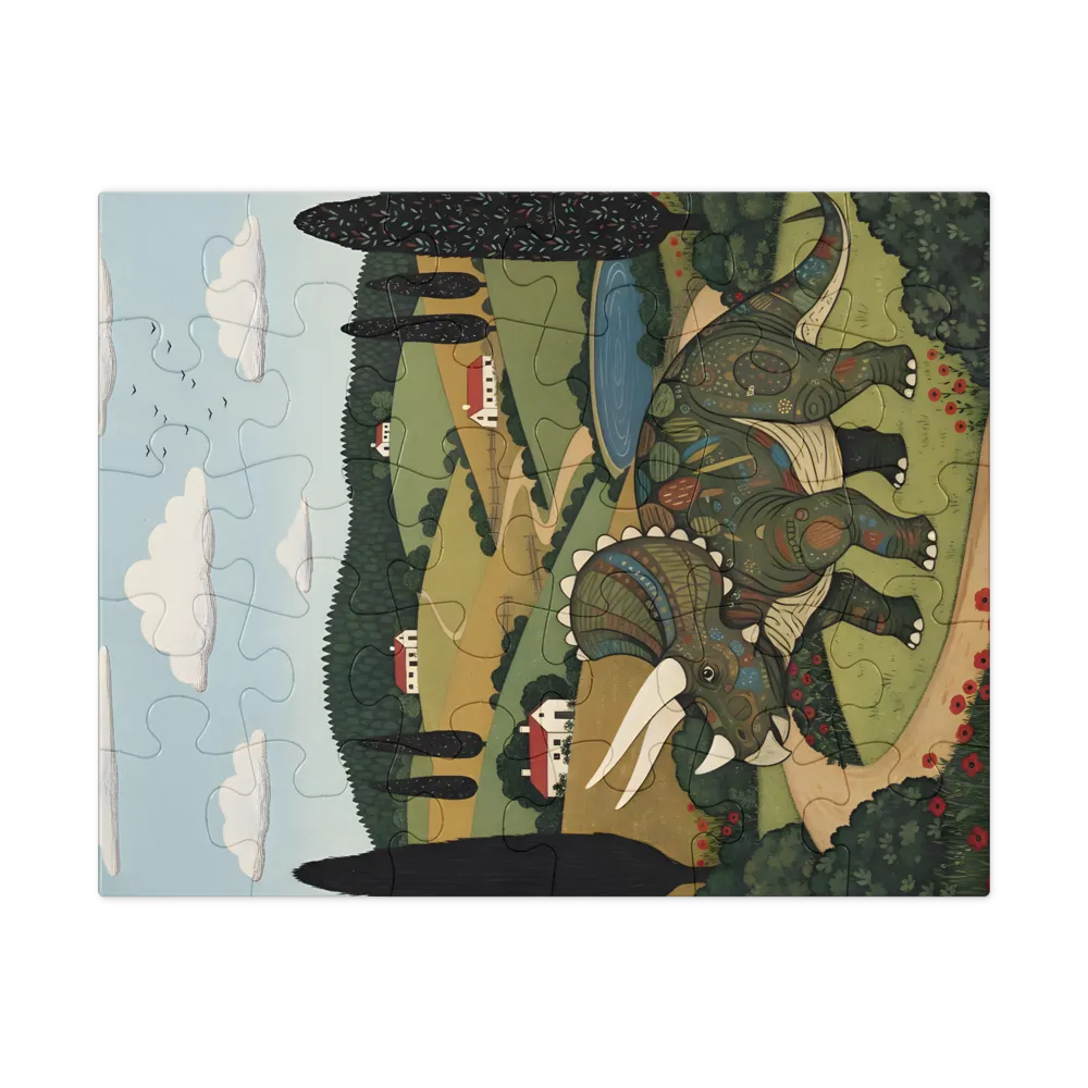 Meadow Triceratops 
 Jigsaw Puzzle in Tin Box