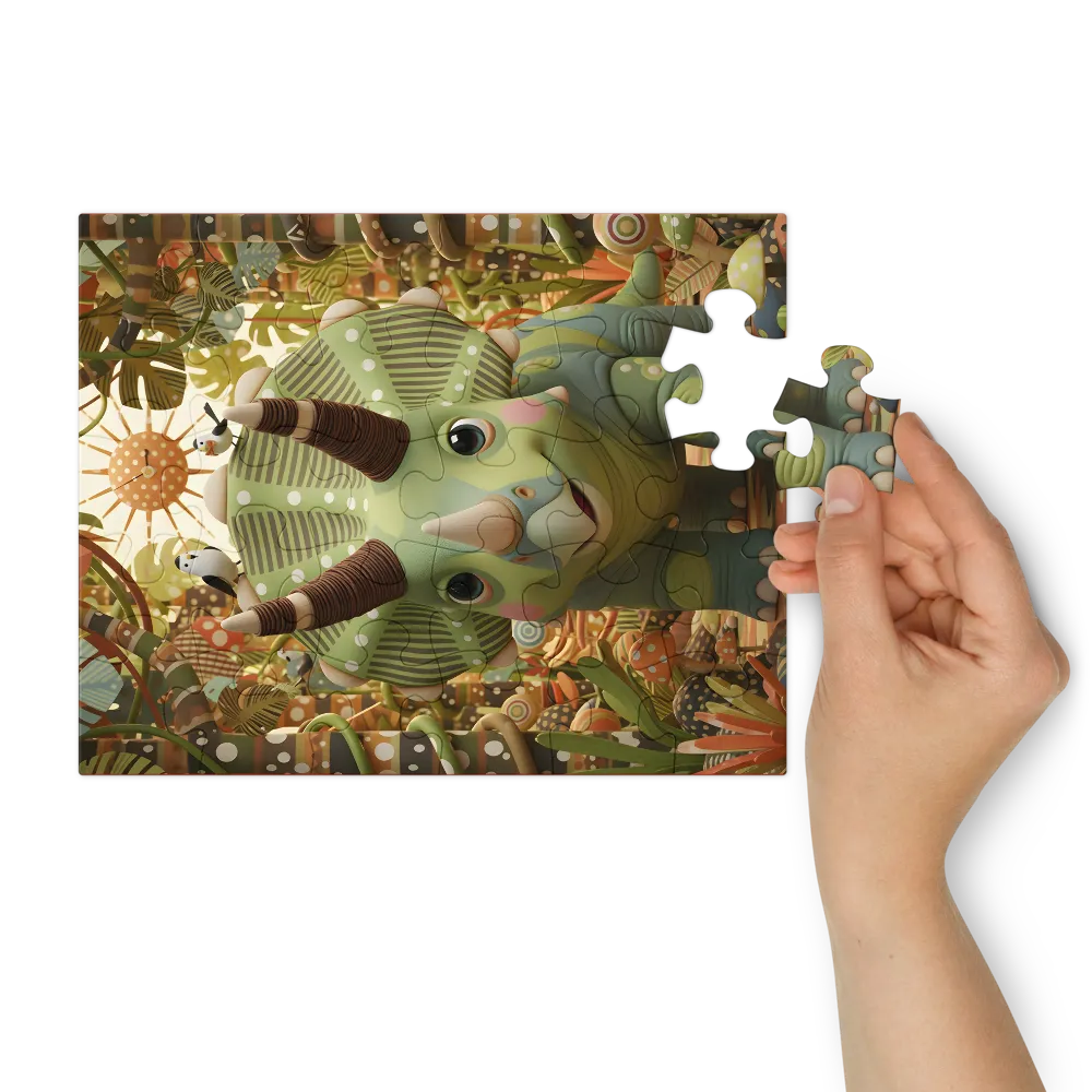 Playful Triceratops 
 Jigsaw Puzzle in Tin Box