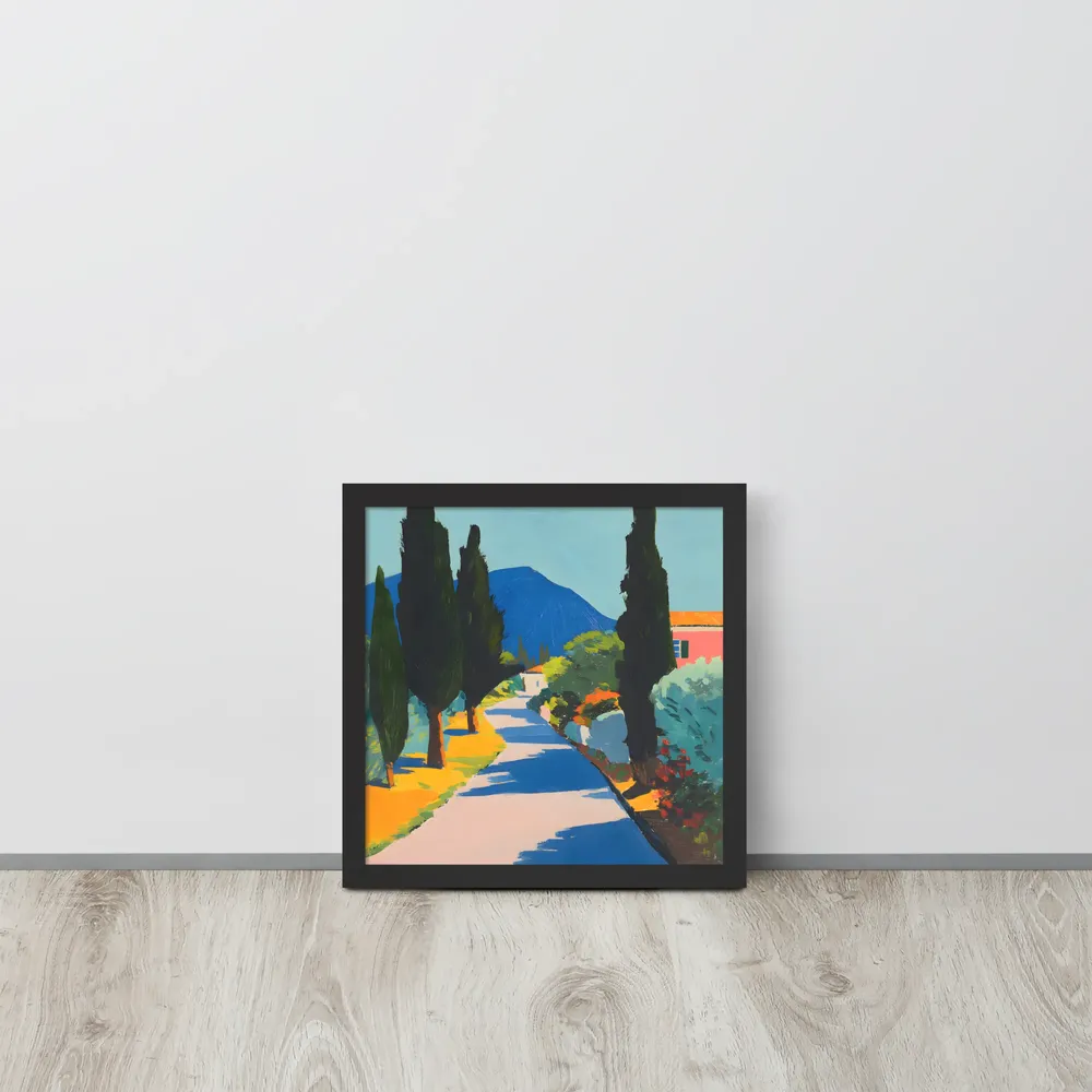 Sunlit Cypress Lane 
 Poster with Black Frame | 12″x 12″