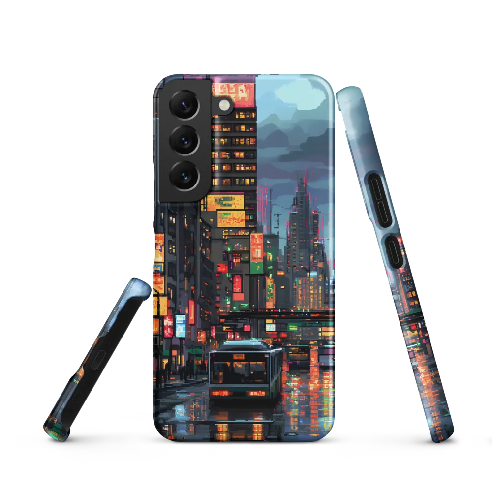 Neon Dreams: A Pixelated Urban Night | Phone Case |  S22 | Snap Case | Matte