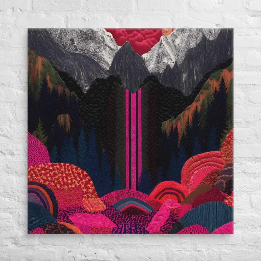 Ethereal Cascade: A Surreal Landscape | Canvas | 37″×37″