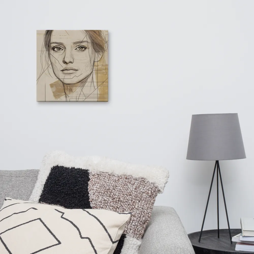 Geometric Elegance: A Modern Portrait | Canvas | 16″×16″