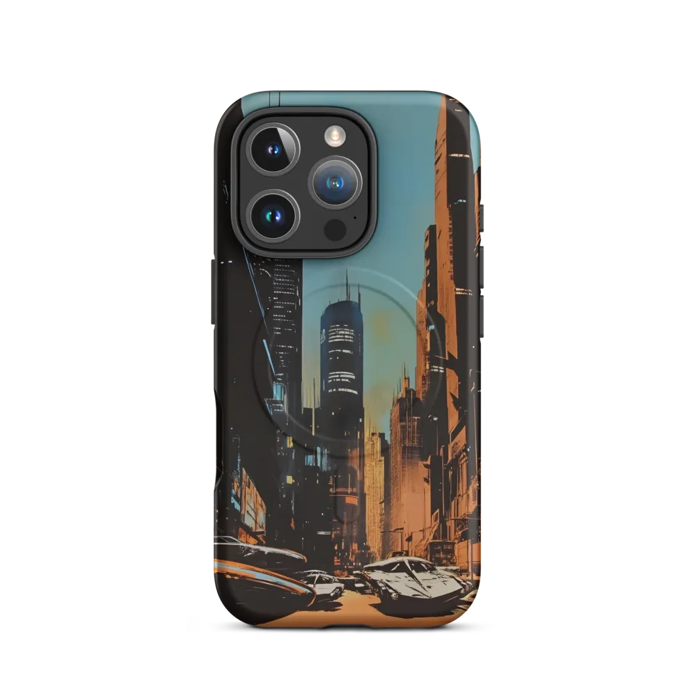 Futuristic Cityscape in Blue and Orange