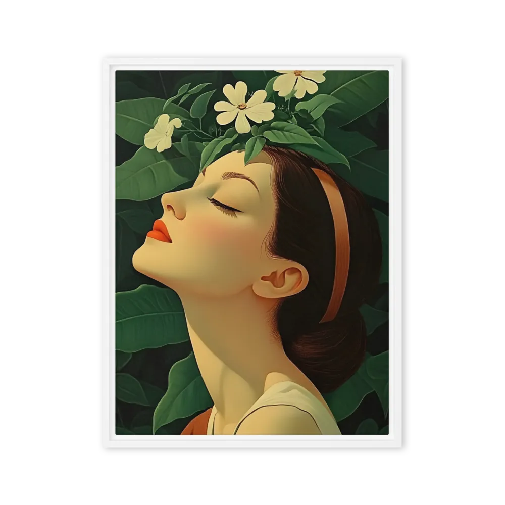 Serenity in Bloom | Canvas with White Frame | 24″×32″