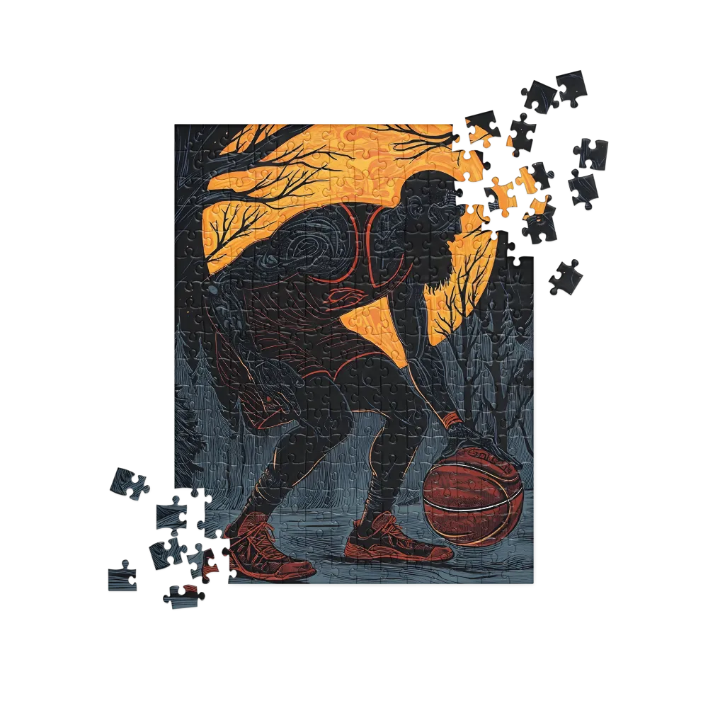 Under the Moonlight: A Basketball Player's Dance | Jigsaw Puzzle | 252/520 pieces