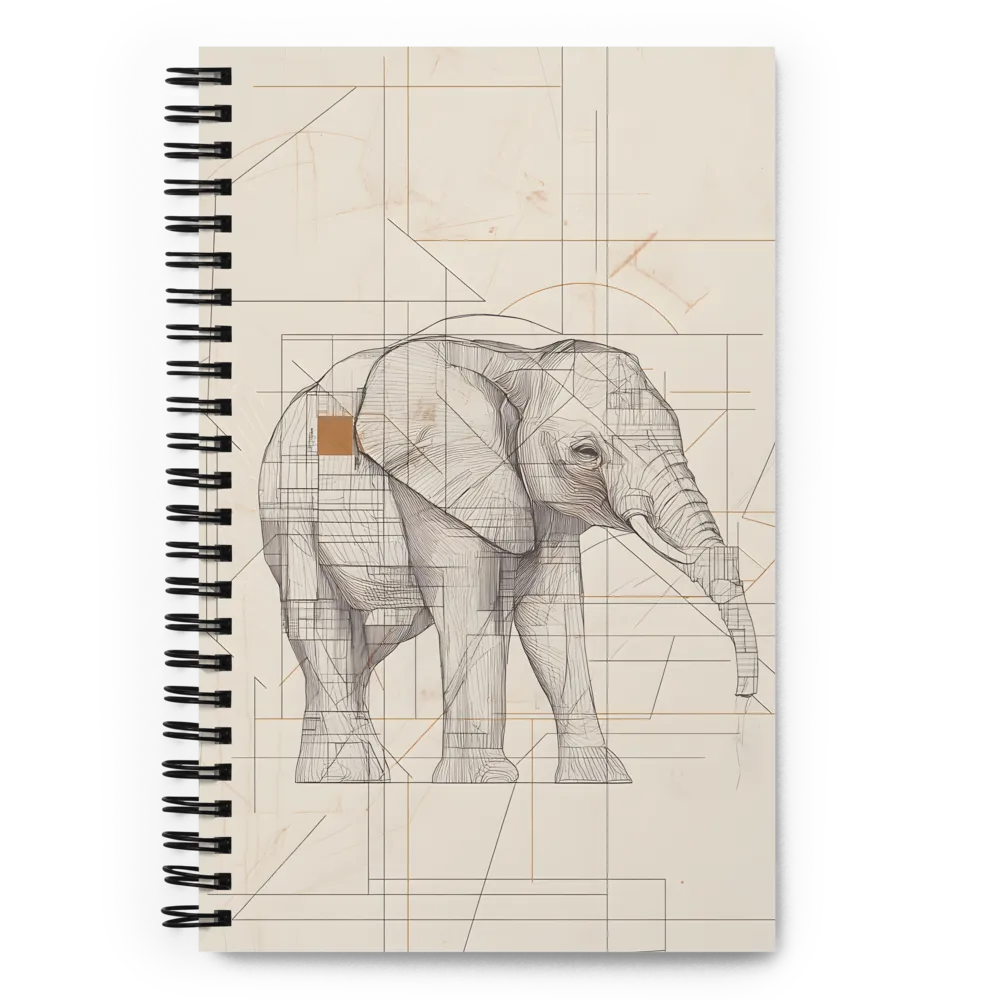 Geometric Elegance: The Steel Elephant | Spiral Notebook