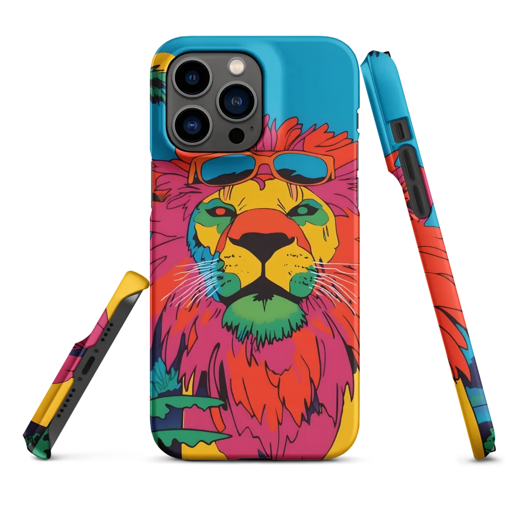 Lion with Sunglasses: A Vibrant Tropical Portrait | Phone Case |  14 Pro Max | Snap Case | Matte