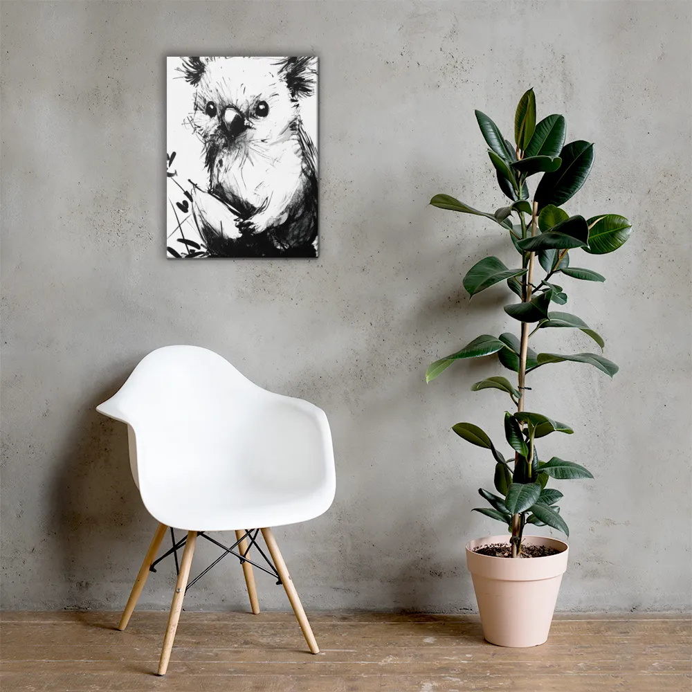 Whimsical Koala in Ink | Canvas | 18″×24″
