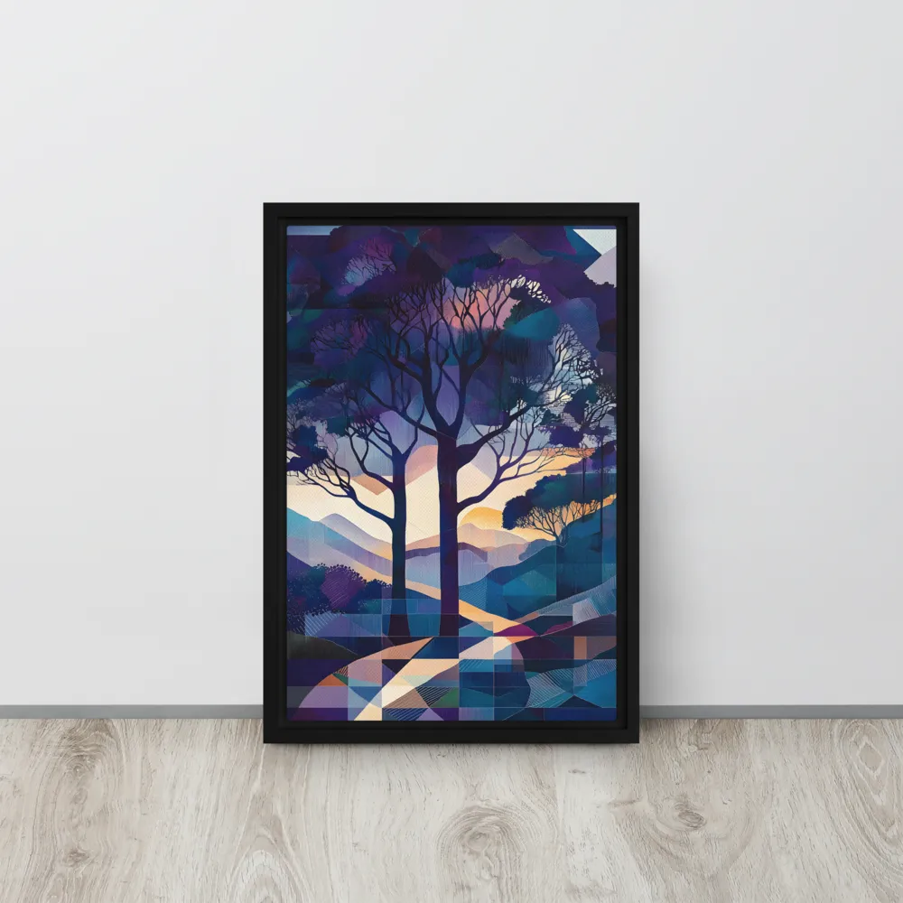 Tranquil Geometry: A Journey Through Color | Canvas with Black Frame | 12″×18″