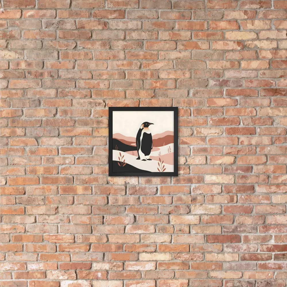 Terracotta Penguin 
 Poster with Black Frame | 12″x 12″