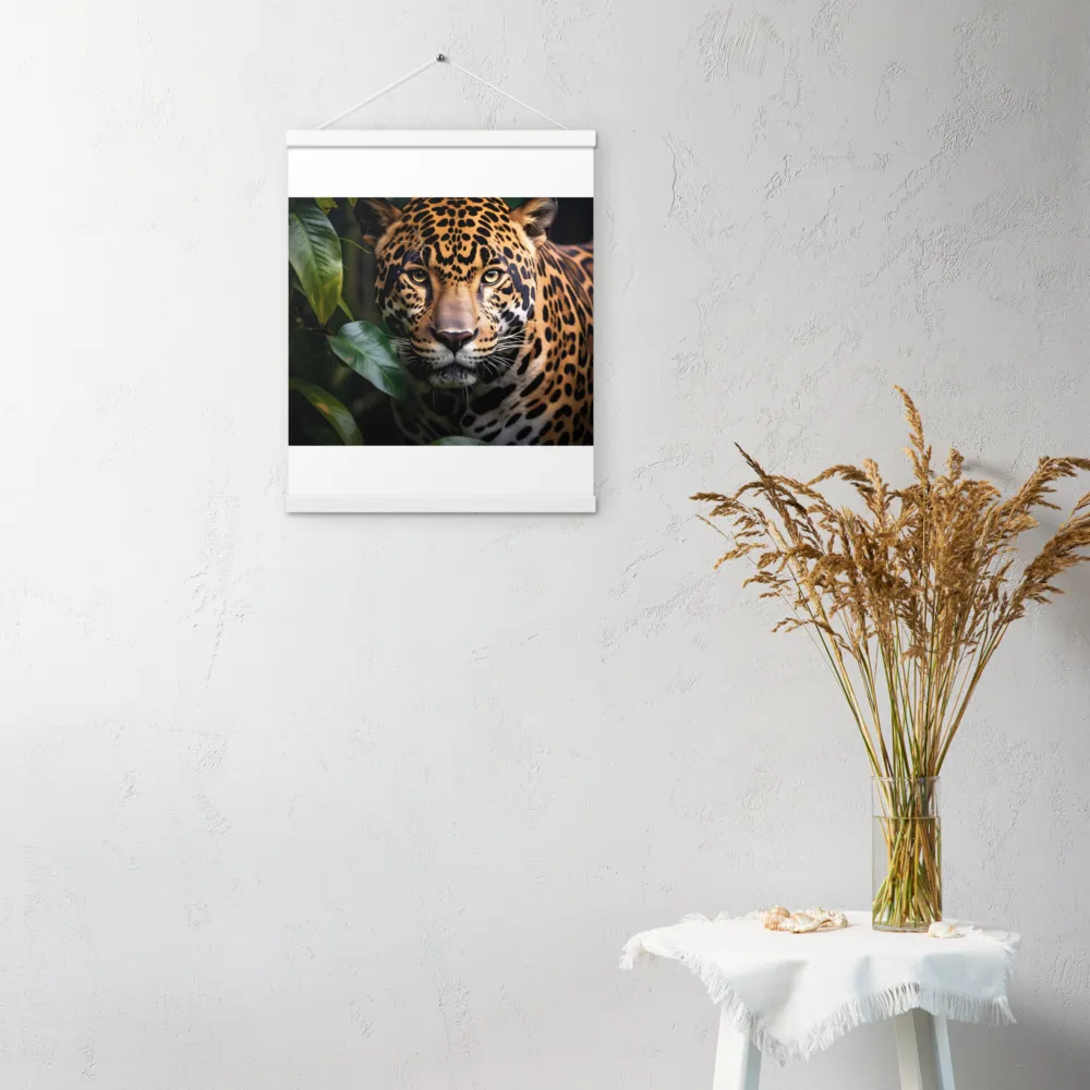 The Intensity of Nature: A Jaguar’s Gaze | Poster With White Wood Hanger | 16″×20″