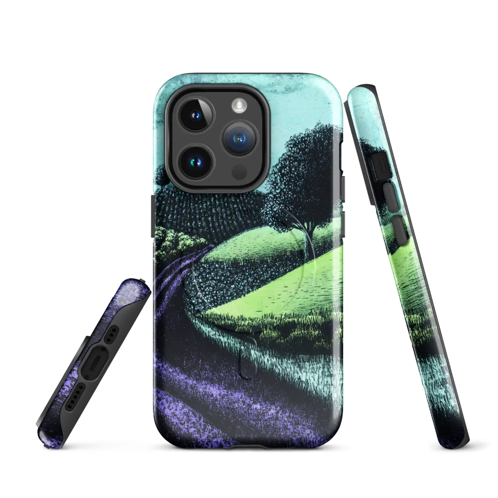 Winding Serenity: A Modern Landscape | Phone Case |  14 Pro | MagSafe® Tough Case | Glossy