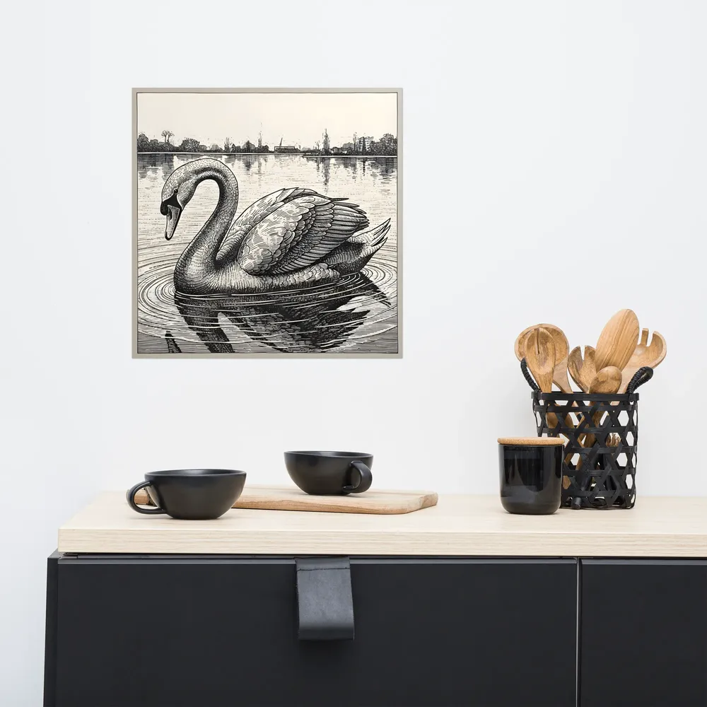 Etched Swan 
 Poster | 16″x 16″