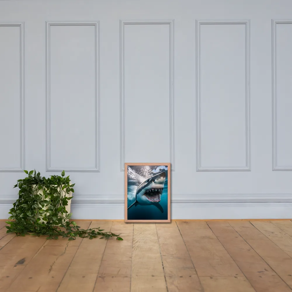 Majesty of the Ocean: The Great White Shark | Poster with Red oak Frame | 12″×16″