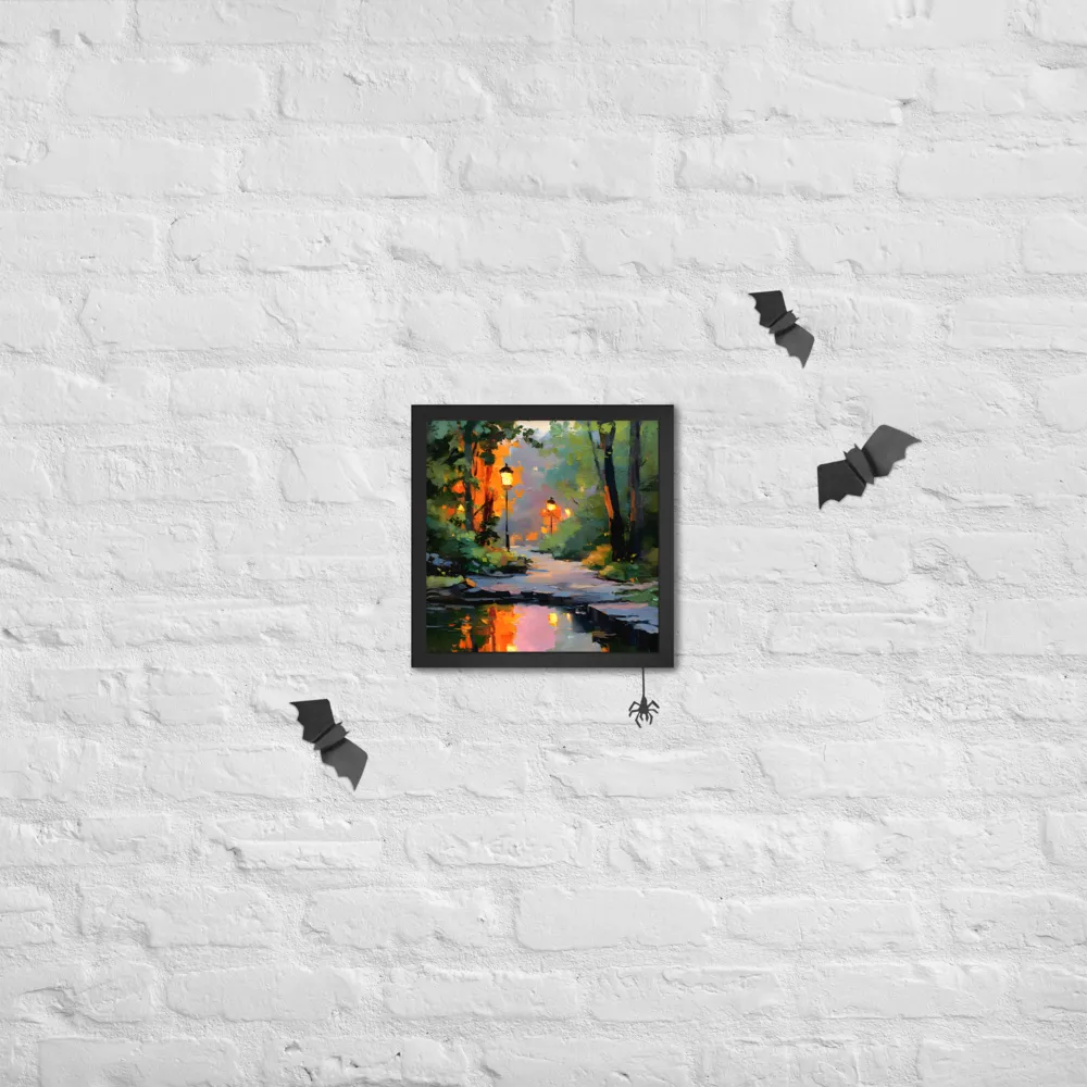 Lamplight Reflections 
 Poster with Black Frame | 12″x 12″