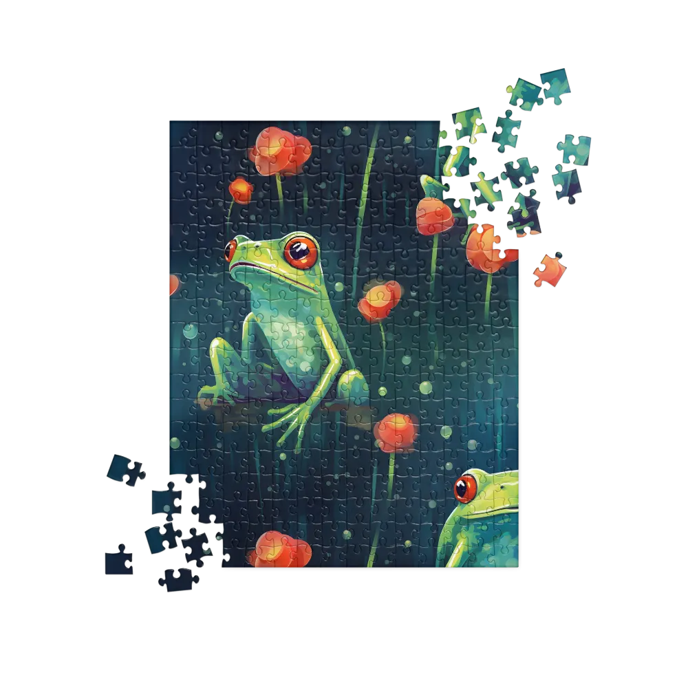 Playful Frogs in a Lush Pond | Jigsaw Puzzle | 252/520 pieces