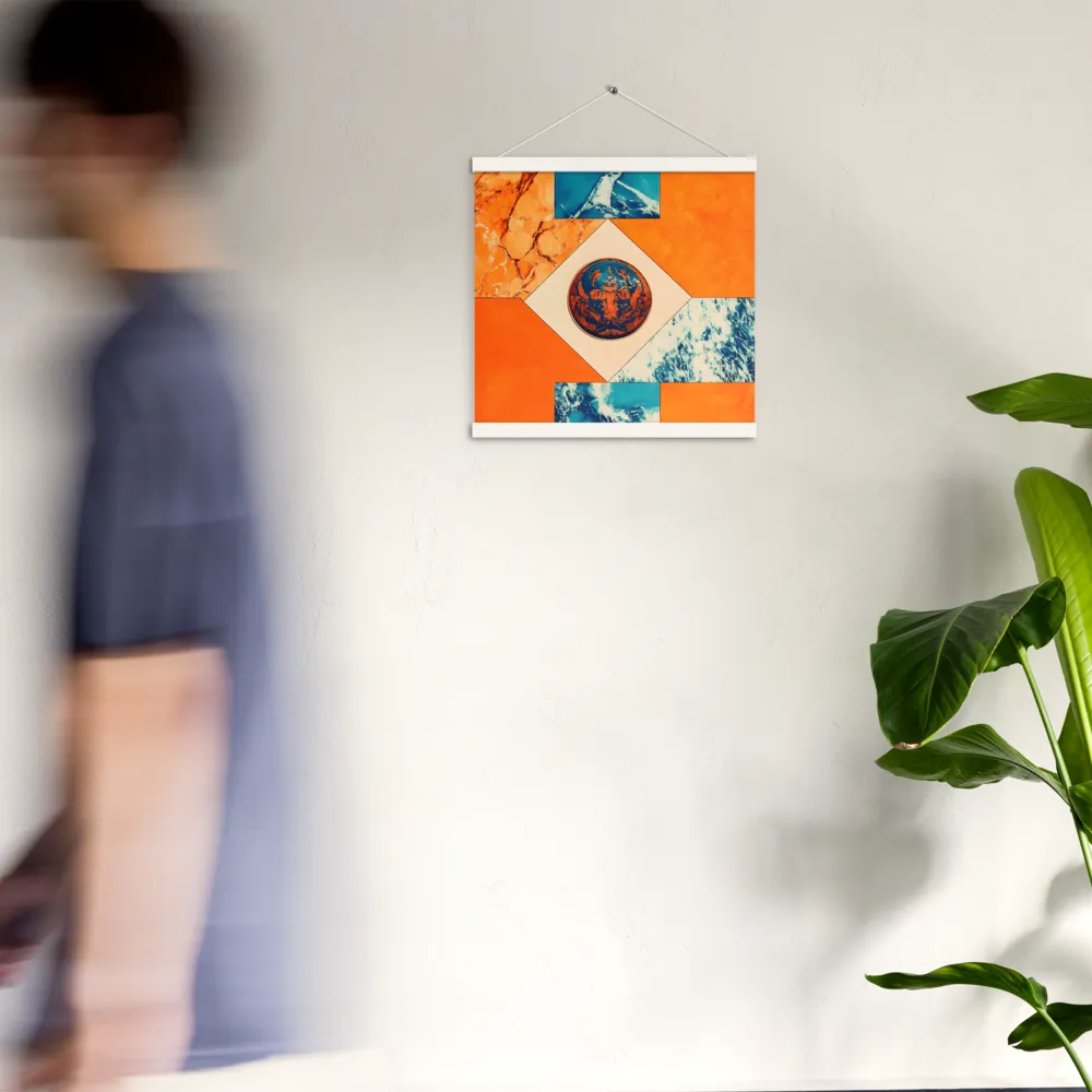 Harmonious Encounters: Abstract Geometry | Poster With White Wood Hanger | 16″×16″