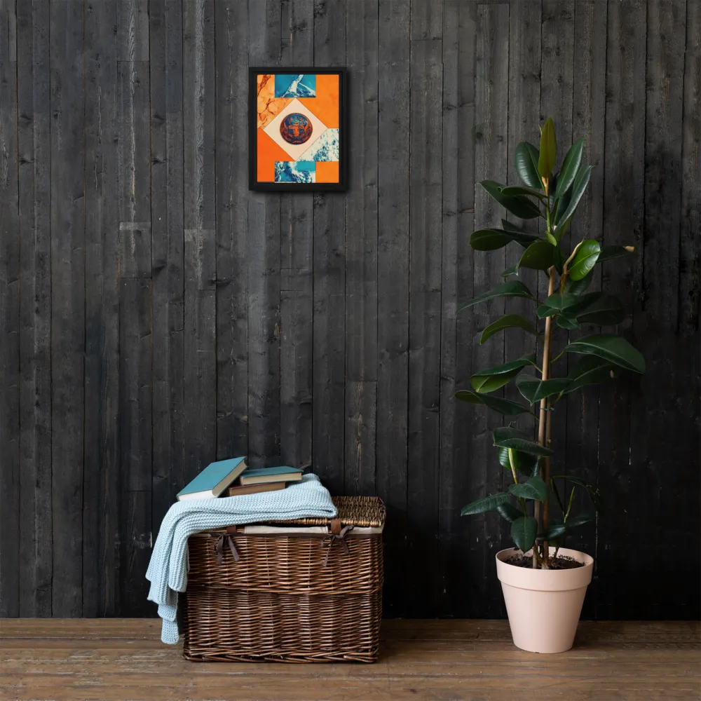 Harmonious Encounters: Abstract Geometry | Canvas with Black Frame | 9″×12″