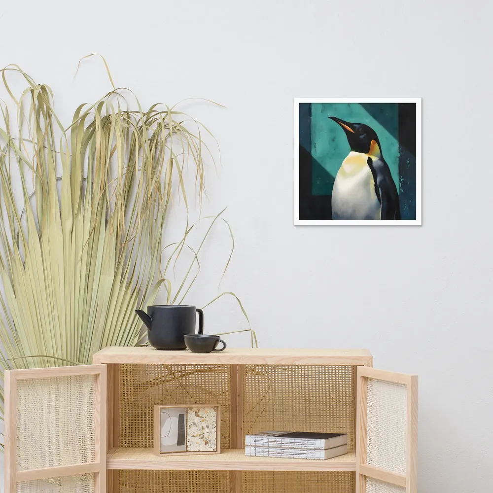 Regal Penguin 
 Poster with White Frame | 18″x 18″