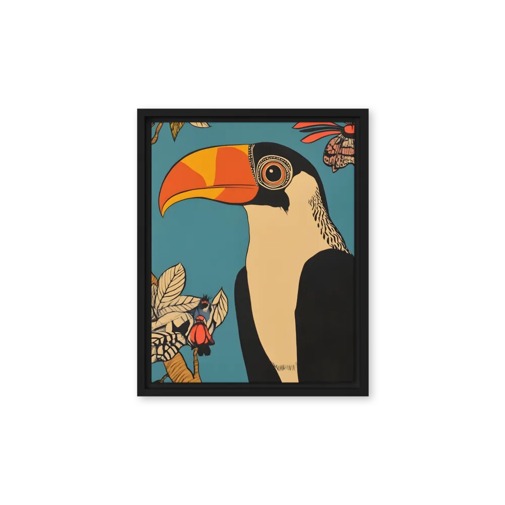 Tropical Majesty: The Toucan at Rest | Canvas with Black Frame | 11″×14″