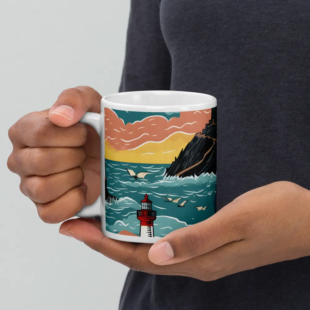 Lighthouses in a Whimsical Ocean | Mugs | Multiple Sizes & Colors