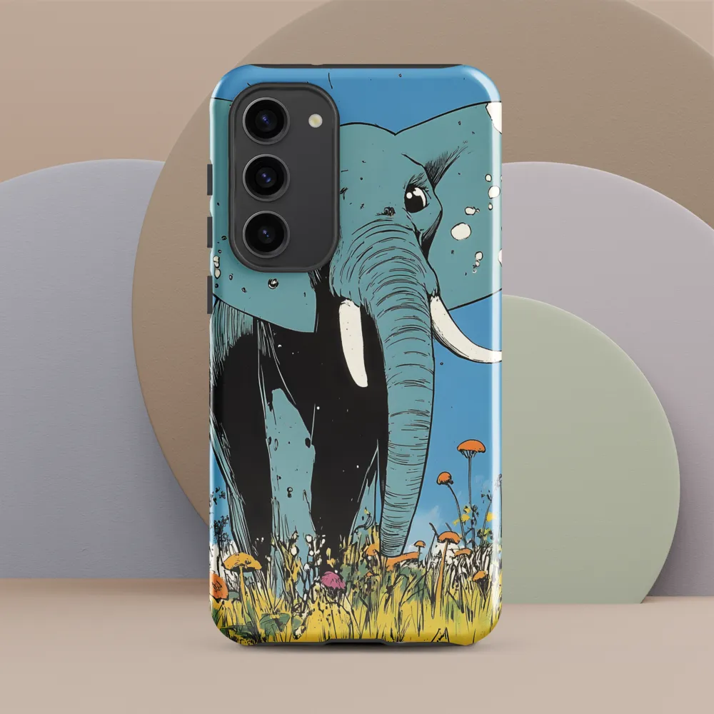 Whimsical Blue Elephant in Bloom