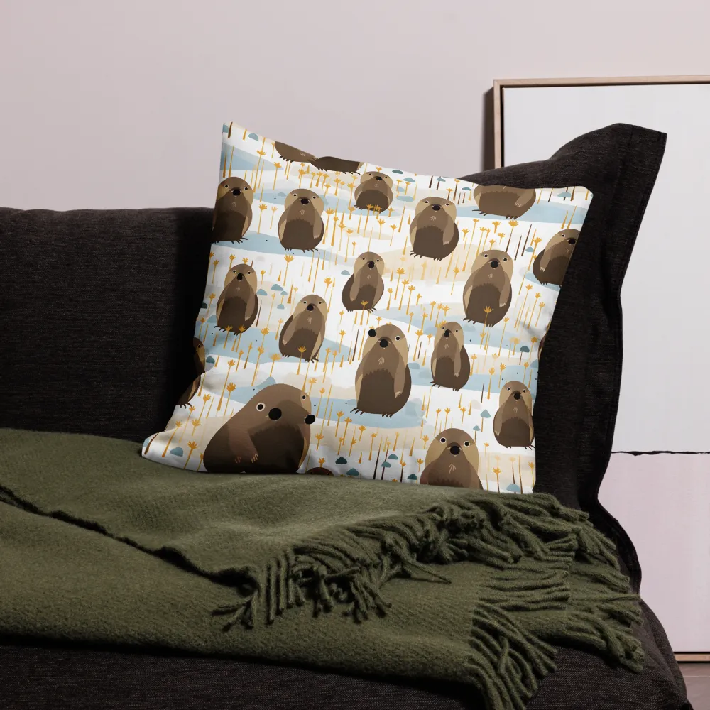 Whimsical Waters: A Celebration of Otters and Seals | Pillow | 22″×22″