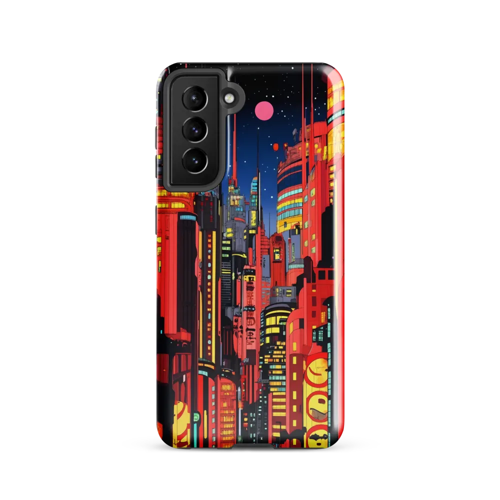 Neon Dreams: A Cyberpunk Cityscape | Phone Case |  S21 | Tough Case | Glossy