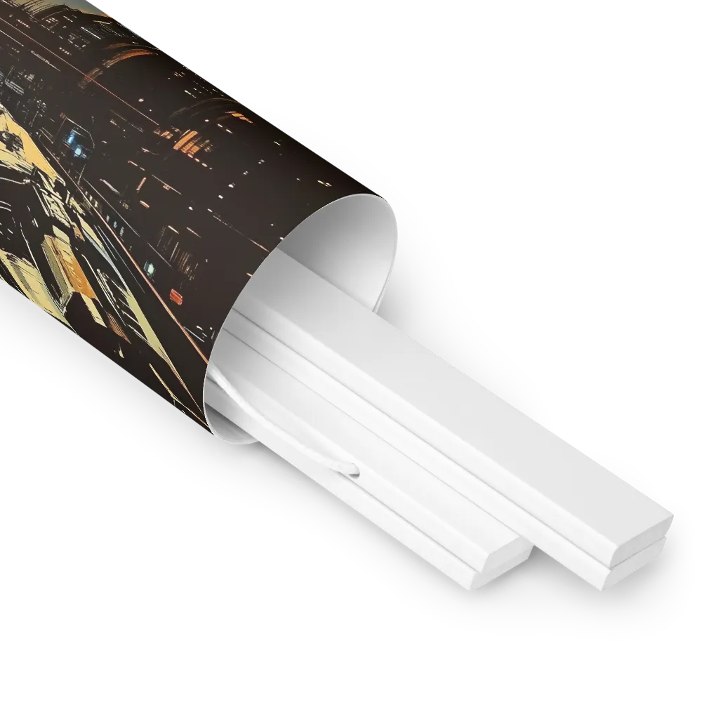 Metro Nexus: A Futuristic Cityscape | Poster With White Wood Hanger | 10″×10″