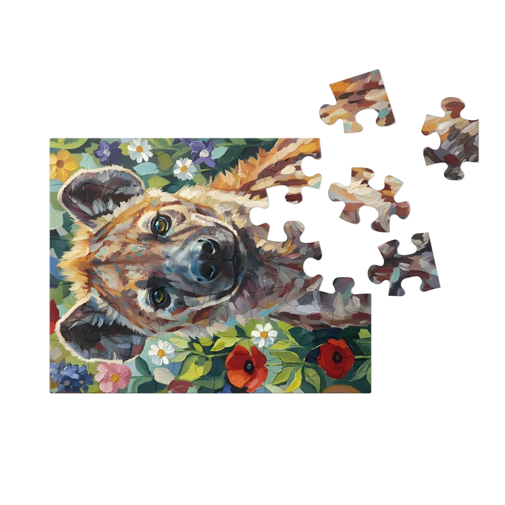 Hyena in Bloom 
 Jigsaw Puzzle in Tin Box