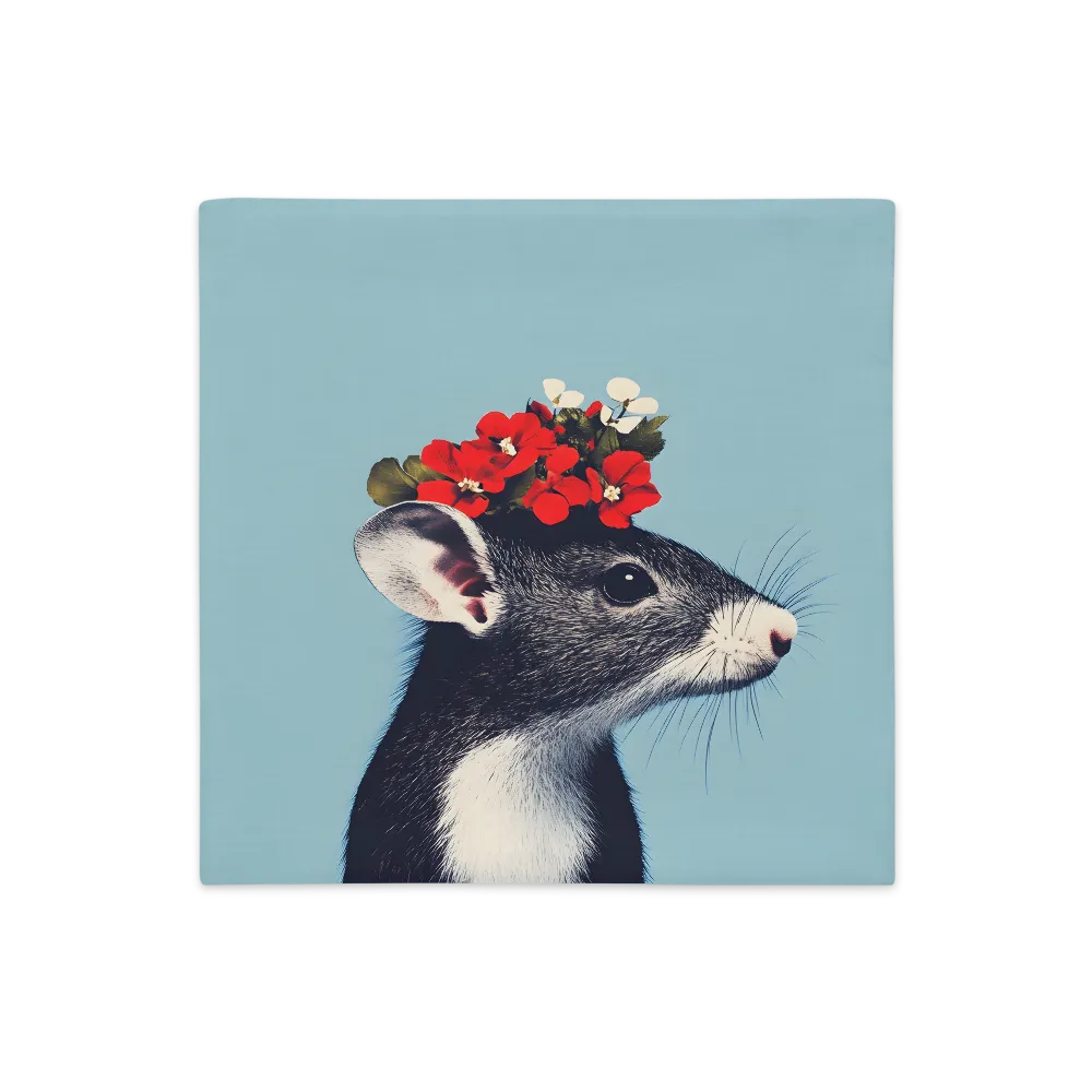 Whimsical Flora: A Mouse's Floral Crown | Pillow Case | 18″×18″