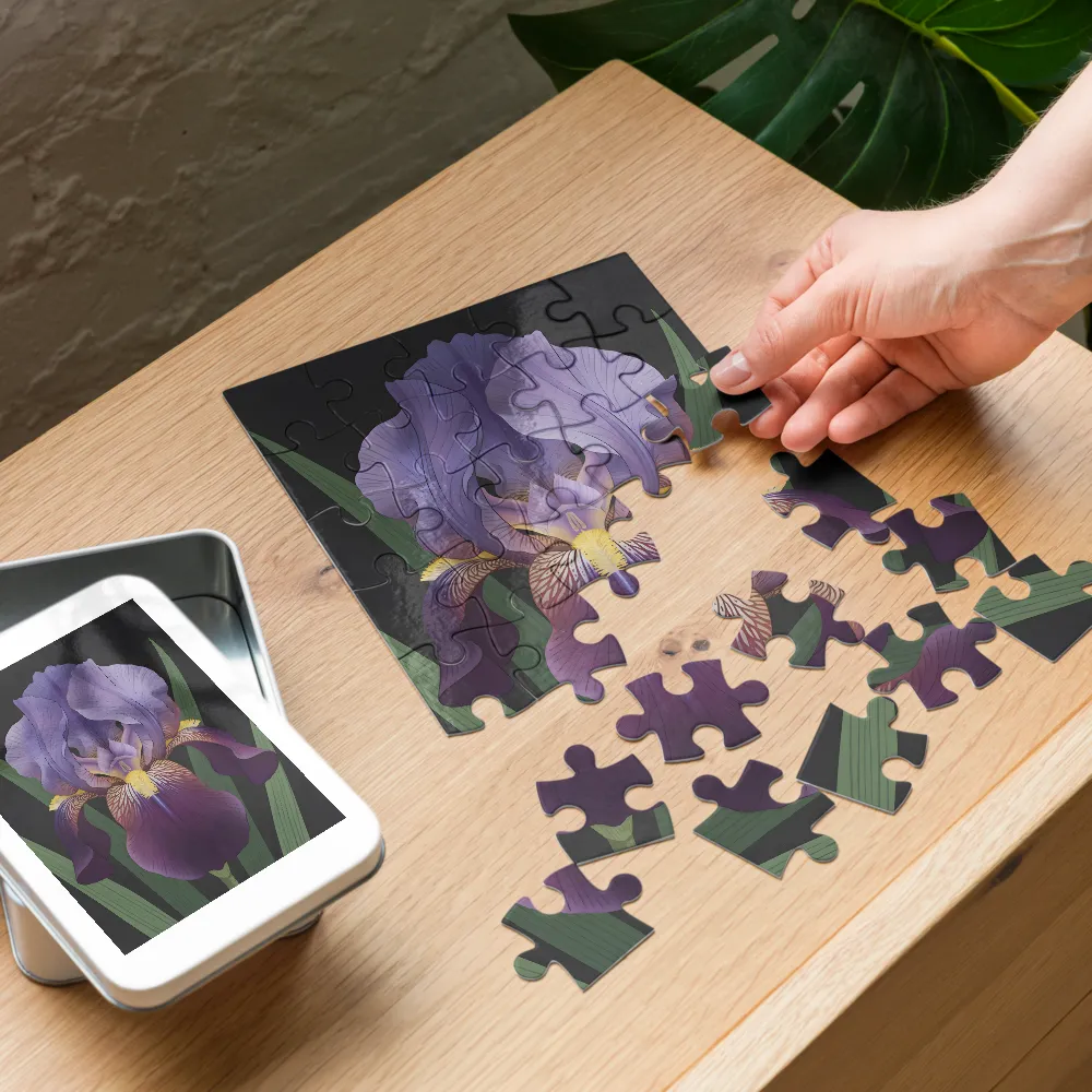 Violet Iris 
 Jigsaw Puzzle in Tin Box