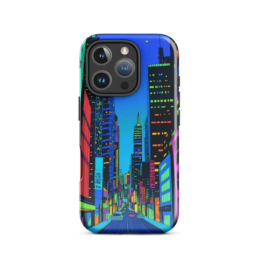 Neon Dreamscape: A Futuristic City at Dusk | Phone Case |  16 Pro | Tough Case | Glossy