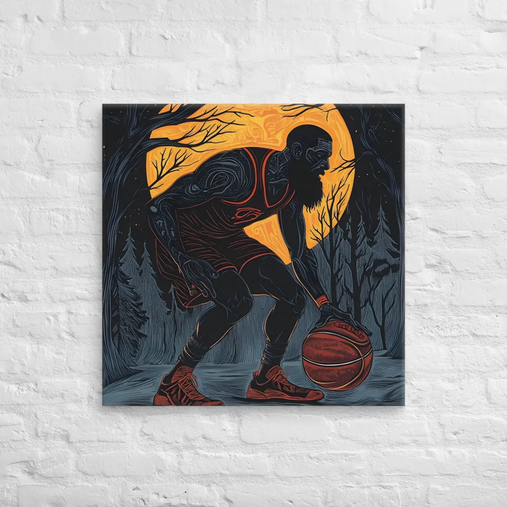 Under the Moonlight: A Basketball Player's Dance | Canvas | 28″×28″