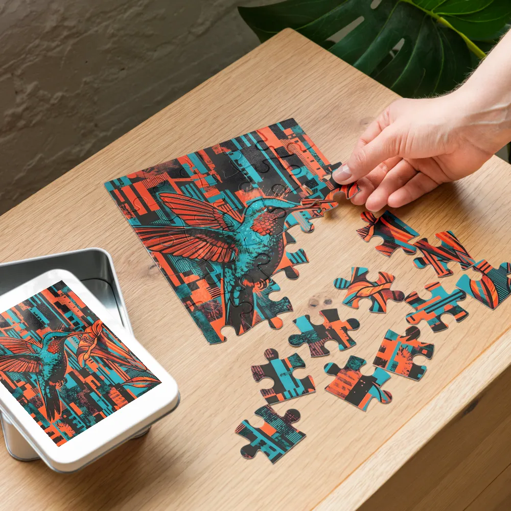 Hummingbird Screenprint 
 Jigsaw Puzzle in Tin Box