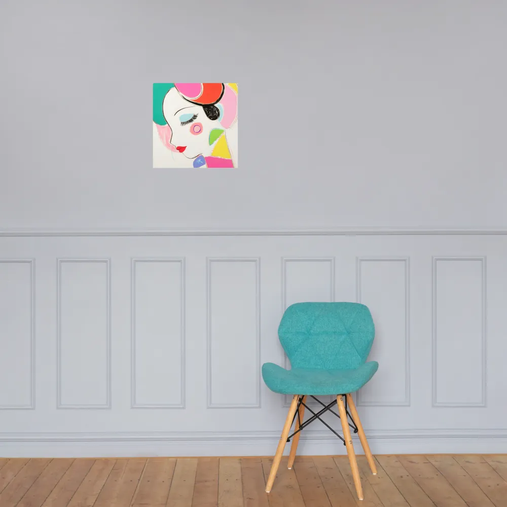 Whimsical Portrait in Colorful Abstraction | Poster | 14″×14″