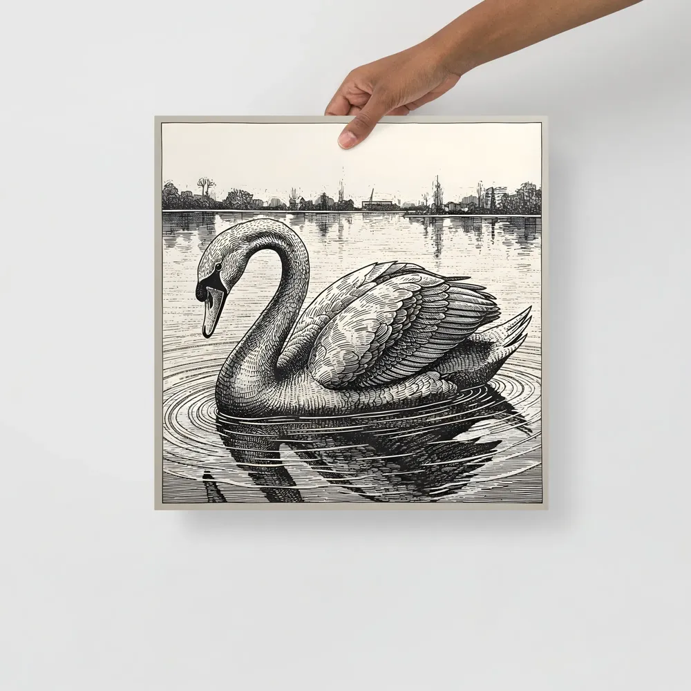 Etched Swan 
 Poster | 16″x 16″