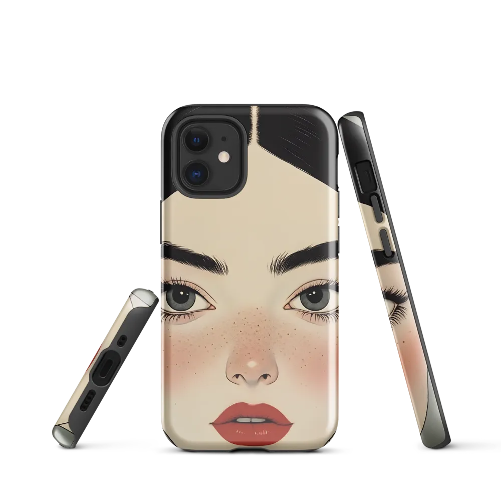 Serenity Captured: A Modern Portrait | Phone Case |  12 mini | Tough Case | Glossy