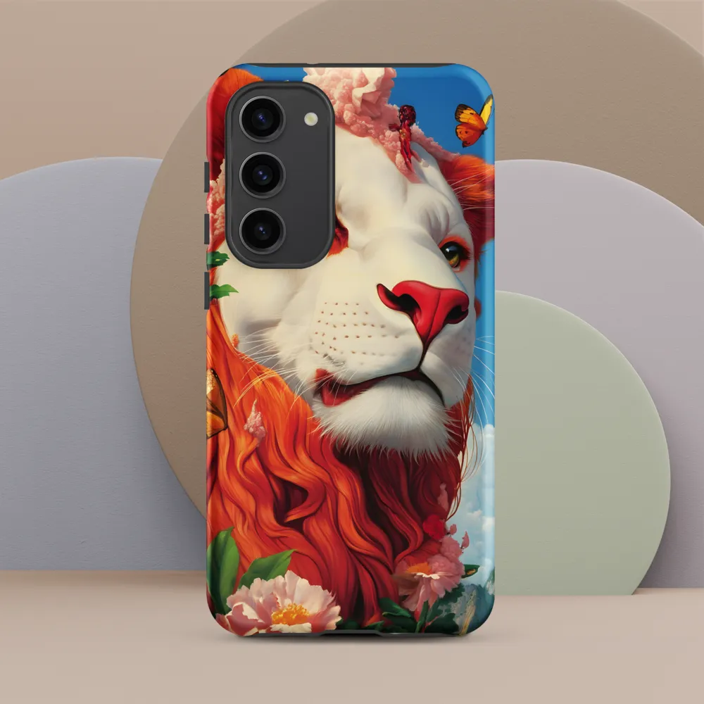 Majestic Lion Amidst Floral Splendor
