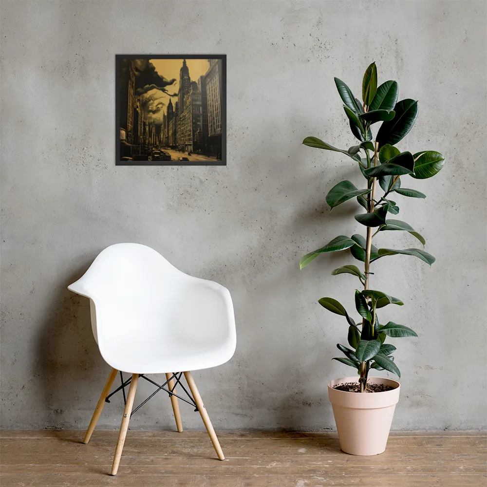 Echoes of a Forgotten Skyline | Poster with Black Frame | 18″×18″