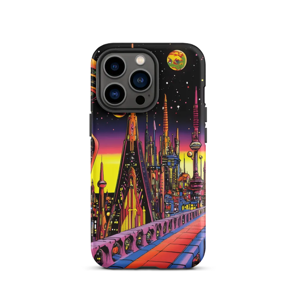 Futuristic Cosmos: A Journey Through Neon Cities | Phone Case |  13 Pro | Tough Case | Matte