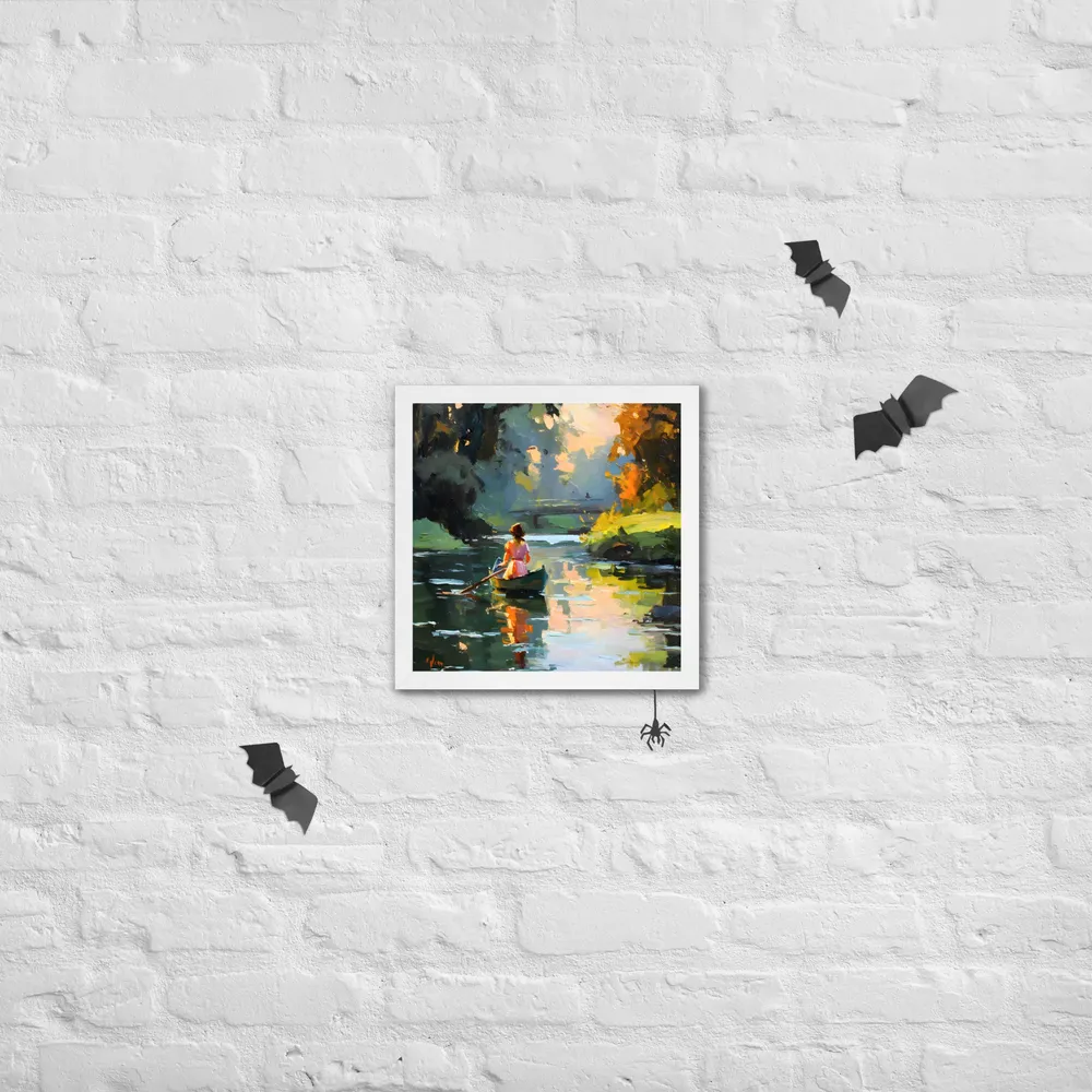 Rowing at Dusk 
 Poster with White Frame | 14″x 14″