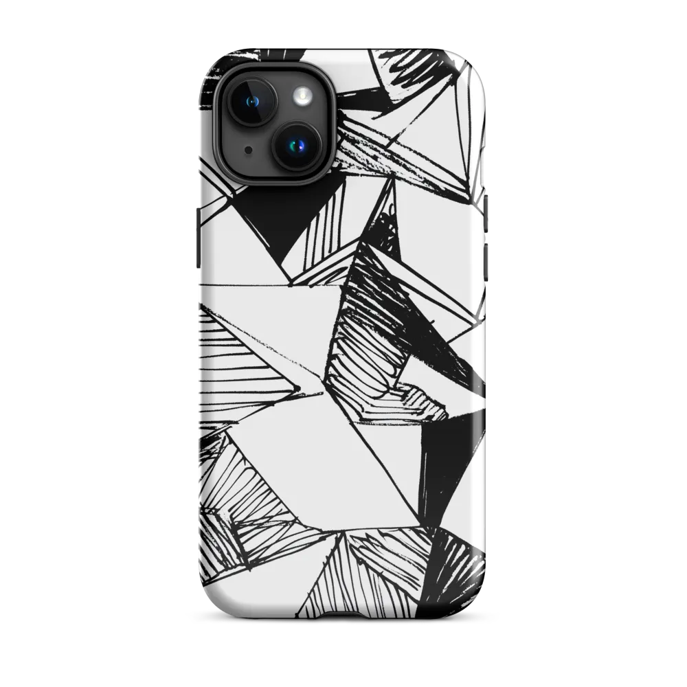 Dynamic Geometry in Ink | Phone Case |  15 Plus | Tough Case | Glossy
