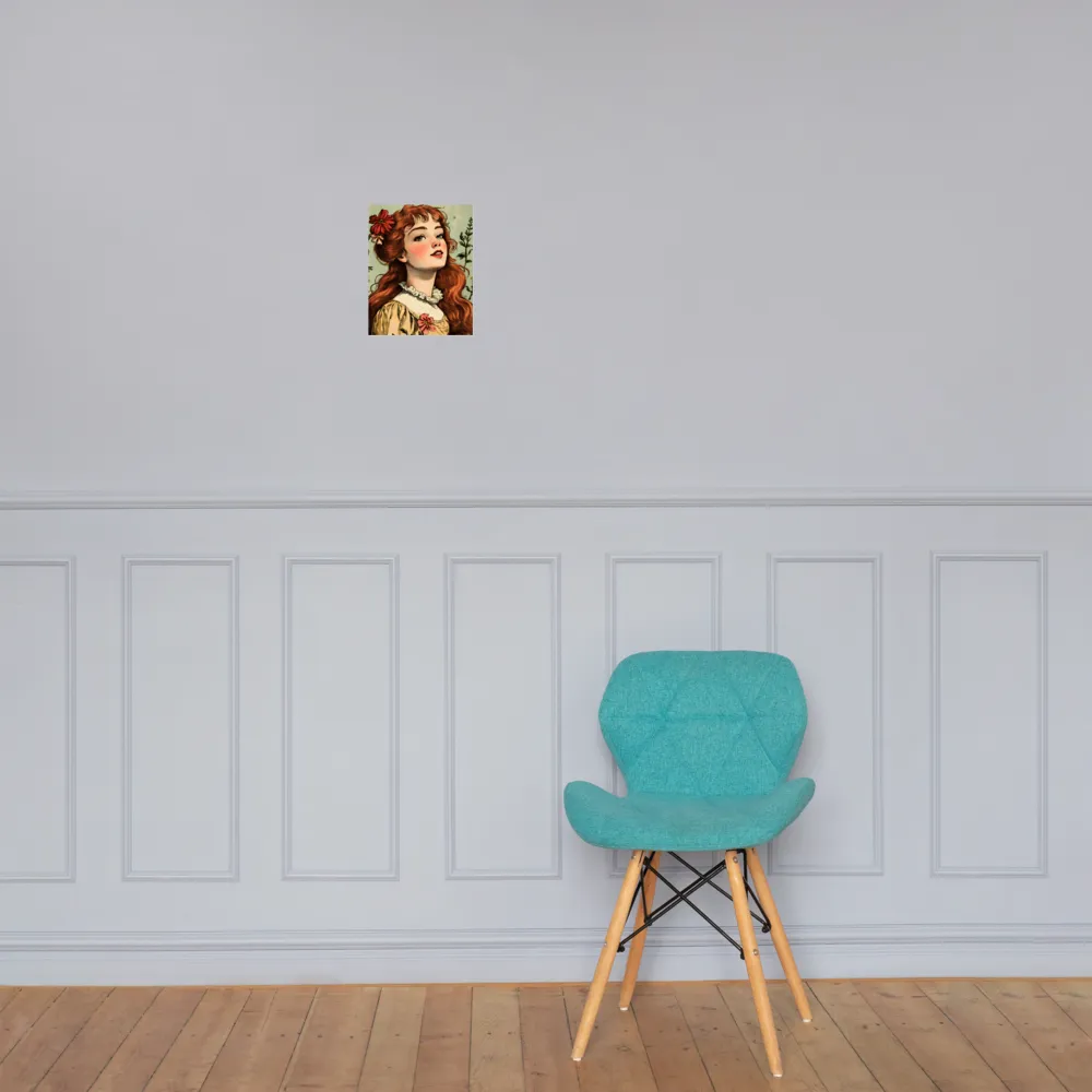 Whimsical Portrait of a Flower-Adorned Girl | Poster | 8″×10″