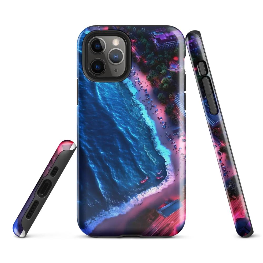 Twilight Reflections: A Serene Beach Aerial | Phone Case |  11 Pro | Tough Case | Glossy
