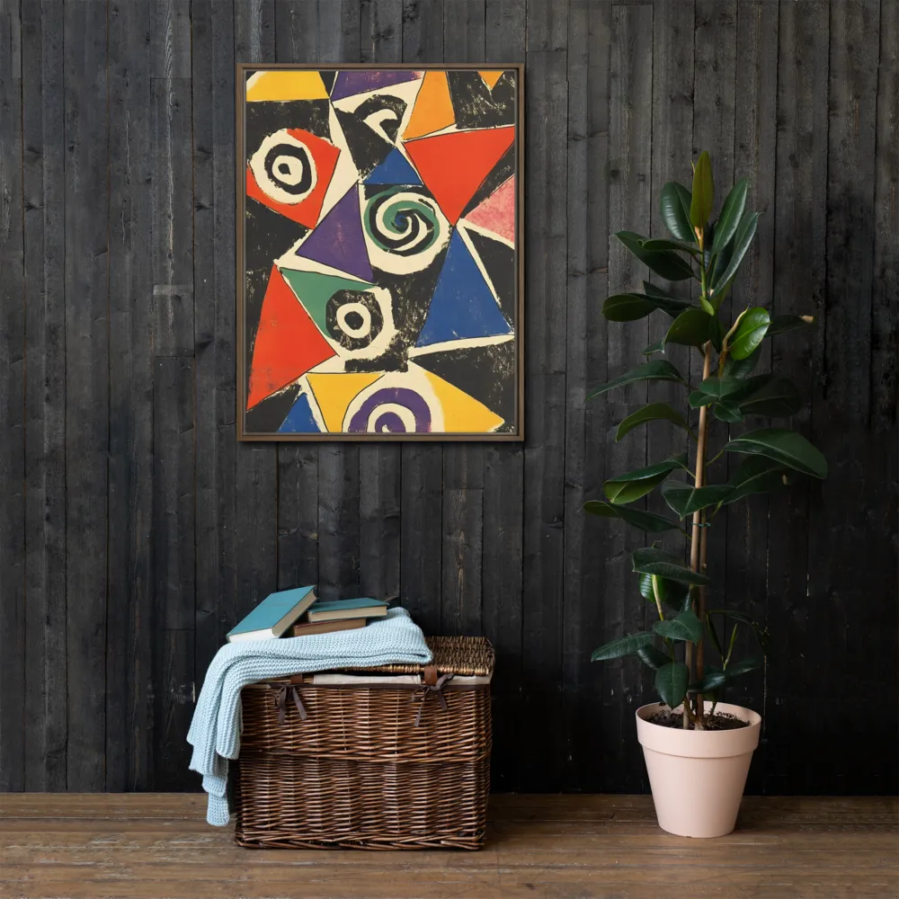 Dynamic Geometric Abstraction | Canvas with Brown Frame | 24″×32″