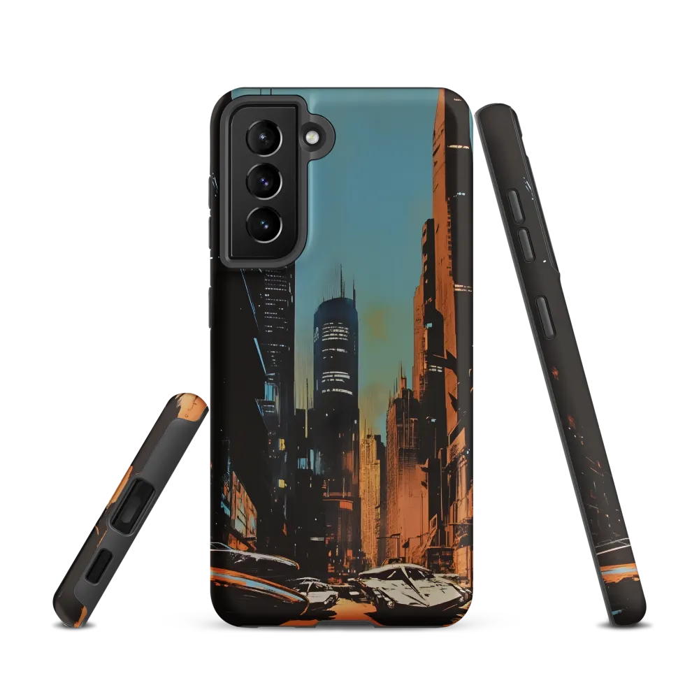 Futuristic Cityscape in Blue and Orange
