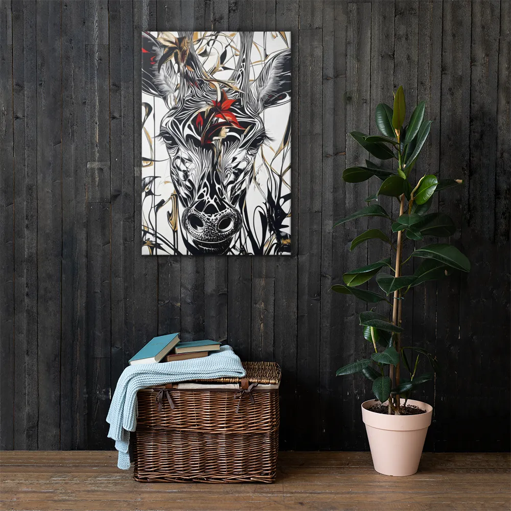 Floral Elegance: The Giraffe's Portrait | Canvas | 24″×36″